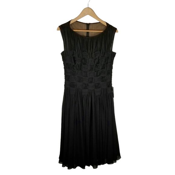 Tadashi Shoji NWT Black Sleeveless Chiffon Sleeveless Dress Size 8 - Picture 1 of 13